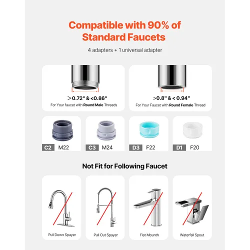 Miniatura 4 de Happybuy Grifo - Filtro de agua de montaje, purificador de agua vertical para fregadero, filtro de fibra de carbono certificado NSF, elimina