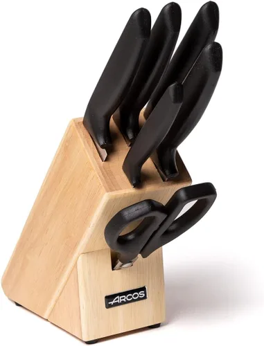 Miniatura 10 de Arcos Juego de 2 cuchillos para tallar jamón y sacapuntas de silla en acero inoxidable con mango ergonómico de polipropileno. Serie Niza. Color Negro