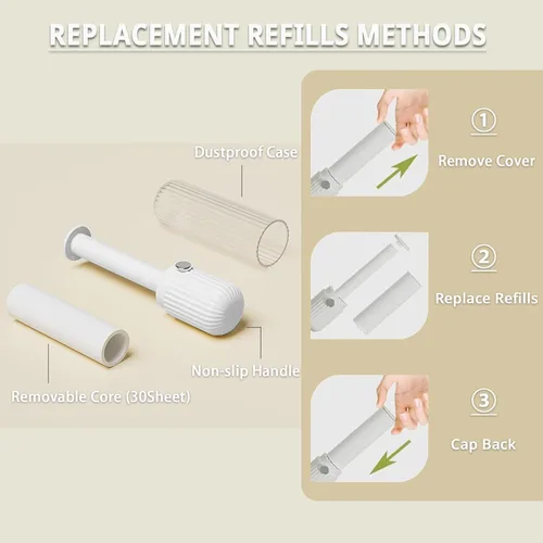 Miniatura 3 de Rodillo quitapelusas compacto con 150 hojas - Removedor portátil de pelo de mascotas para ropa, muebles y artículos esenciales de viaje para uso