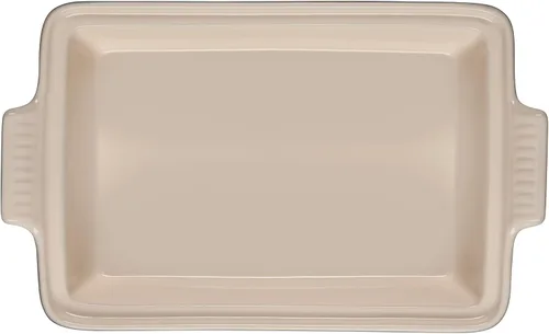 Miniatura 2 de Le Creuset Olive Branch Collection Heritage - Cacerola rectangular cubierta de cerámica, 4 cuartos de galón, Marsella con tapa en relieve