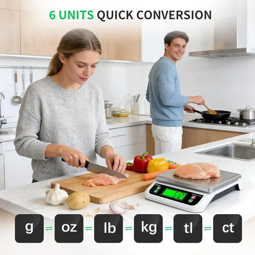Miniatura 3 de Gran báscula digital de cocina 40kg/88lbs, báscula comercial de alimentos con función de tara y PCS para piezas y monedas, pantalla LCD, báscula