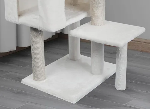 Miniatura 7 de AIWIKIDE Árbol para gatos con juguete para rascar y centro de actividades, torre para gatos con postes para rascar cubiertos de yute, color beige