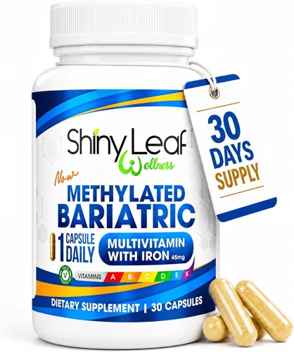Shiny Leaf Multivitamínico bariátrico metilado con hierro 45 mg – Cápsula una vez al día, vitaminas bariátricas compatibles con ASMBS para bypass