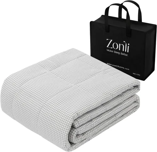 Miniatura 25 de ZonLi Manta pesada para adultos (48 x 72 pulgadas, 12 libras, verde oscuro) manta pesada de enfriamiento de alta transpirabilidad, material suave
