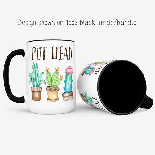 Miniatura 7 de Taza de café divertida con diseño de plantas con cabeza de maceta Taza para suculentas Cerámica apta para microondas y lavavajillas