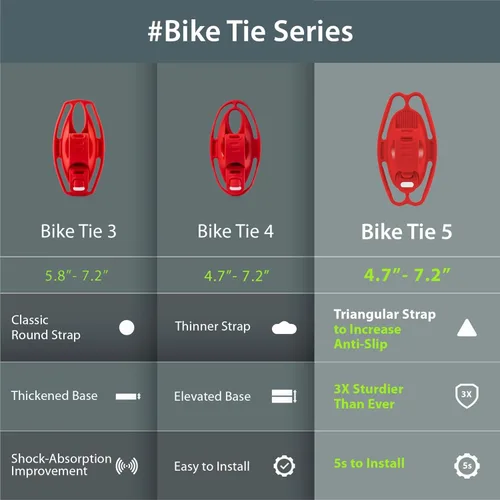 Miniatura 6 de Bone Bike Tie 5, soporte de teléfono celular para manillar, soporte de silicona sin arañazos con diseño antideslizante y absorbente de golpes, Negro