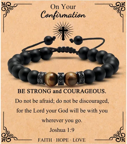 JoycuFF Regalos de bautismo cristiano y Pascua pulseras inspiradoras para hombres y niños, adolescentes a adultos, perfectas para el día del padre,