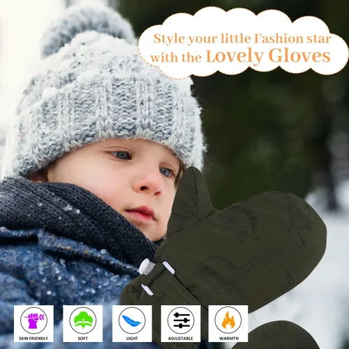 Miniatura 13 de Manoplas con forro polar para bebés, niños y niñas, guantes de invierno para niños pequeños, paquete de 2 pares