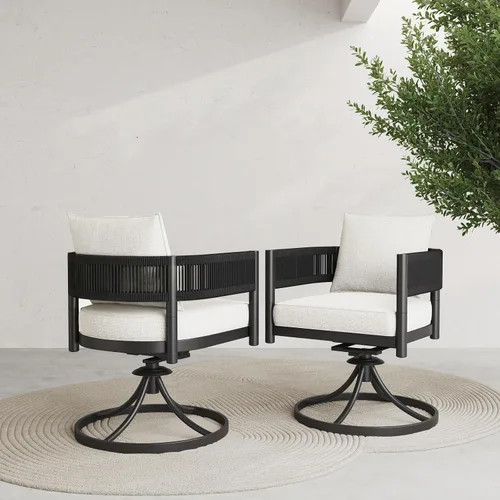 Miniatura 13 de Grand patio - Juego de 2 sillas de comedor para exterior, 2 piezas de sillas de comedor para patio, sillas fijas de patio de mimbre tejido en metal