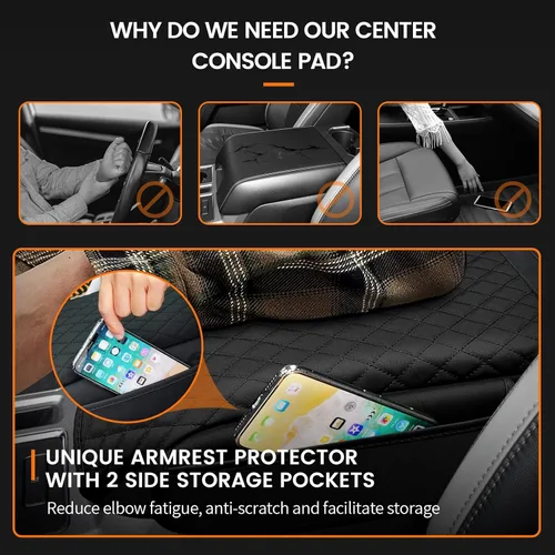 Miniatura 3 de Ajuste Personalizado para Funda de Consola Central 2015-2020 Ford F150, 2017-2022 F250 F350 F450, 2018-2024 Ford Expedition Protector de Brazo