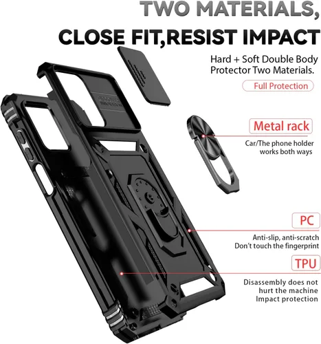Miniatura 4 de Funda para Redmi Note 10 4G / Note 10S 4G / Note 11 SE (India), funda para Xiaomi Poco M5s 4G con soporte de anillo negro