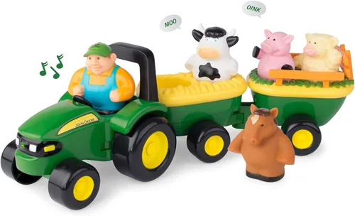Miniatura 7 de TOMY John Deere Animal Sounds Hayride Juguete Musical de Tractor - Juguetes Musicales de Paseo en Carro de Heno para Niños Pequeños - Incluye Figura