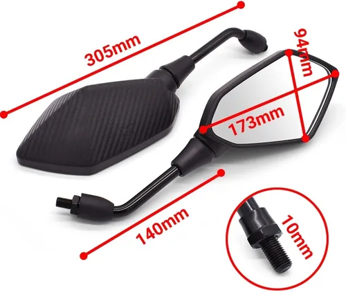 Miniatura 4 de Espejo retrovisor para motocicleta, espejo retrovisor, espejo lateral universal de 0.394 in y 0.315 in para Kawasaki Z250 Z300 para VERSYS 300X