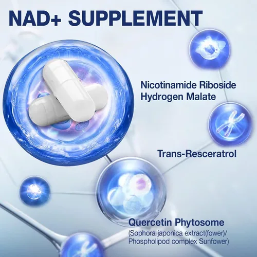 Miniatura 2 de Suplemento NAD+ - NAD Ribósido de Nicotinamida Resveratrol Suplemento NAD 1000mg Orgánico Puro para Mujeres y Hombres Anti-Edad, Energía, Enfoque