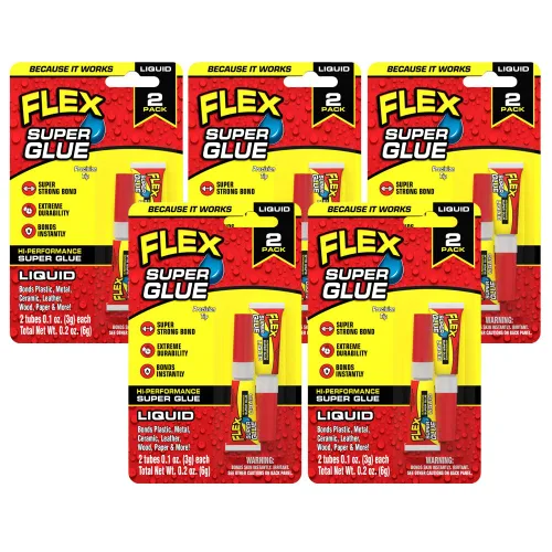 Miniatura 24 de Flex Super Glue Líquido, Botella de 20 Gramos, Pack de 2, Transparente, Enlace Instantáneo, Secado Rápido, Adhesivo de Cianoacrilatos, Punta