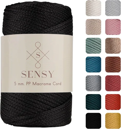 Sensy - Cuerda de poliéster prémium de 0.197 in y 104 yardas, 100% polipropileno, cordón de macramé de 0.197 in, cuerda de ganchillo para bolsa de