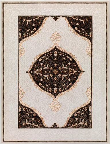 Miniatura 4 de Antep Rugs Babil Gold - Alfombra tradicional para interiores, de 8 x 10 pulgadas, con borde oriental con textura alta, baja, beige y negro, 7 pies
