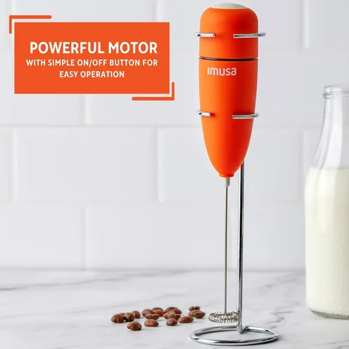 Miniatura 4 de IMUSA Espumador de leche eléctrico de 10 pulgadas con soporte, naranja