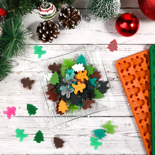 Miniatura 6 de Webake Moldes de silicona de Navidad con forma de mini árbol de Navidad y pan de jengibre, 72 y 77 cavidades, moldes navideños para chocolate
