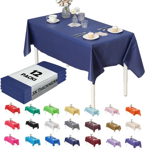Miniatura 33 de Paquete de 12 manteles de plástico resistentes, reutilizables., Azul Royal Azul real