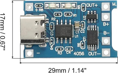 Miniatura 2 de MECCANIXITY Tipo-C USB 4.5-5.5V 1A Módulo de cargador de batería Placa de carga de doble protección Funciones Paquete de 10