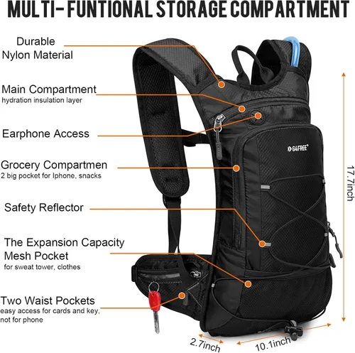 Miniatura 4 de G4Free Mochila de hidratación aislada con vejiga libre de BPA de 2L para correr al aire libre, senderismo, ciclismo, camping