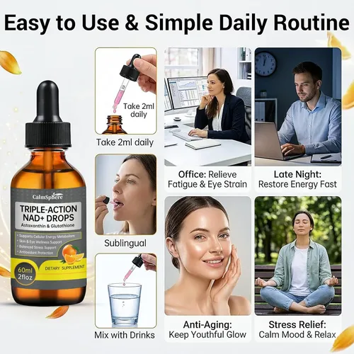Miniatura 7 de Suplemento líquido NAD+ avanzado – Suplemento NAD de alta absorción para energía celular y apoyo de vitalidad – Apoya la salud cognitiva