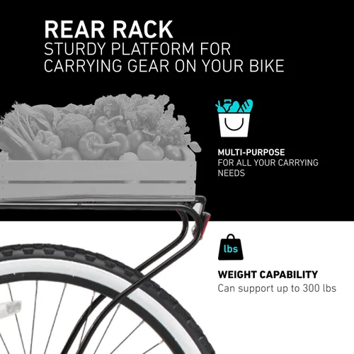 Miniatura 5 de sixthreezero Around The Block - Bicicleta de playa para hombre, bicicleta híbrida con soporte trasero