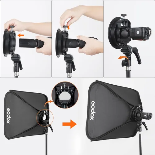 Miniatura 7 de Godox 32x32inch 31.5x31.5 in Grid Strip Softbox con S2 S-Type Speedlite Soporte Bowens Mount para Godox V1 Series, AD200Pro, AD200, AD400Pro