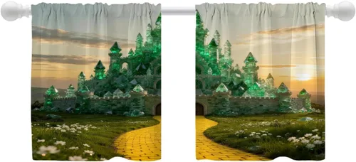 Miniatura 69 de Shrahala Cortinas de hojas de arce otoñales para ventanas de cocina, hojas rojas ardientes, fondo marrón, paneles de cortina de ventana de poliéster
