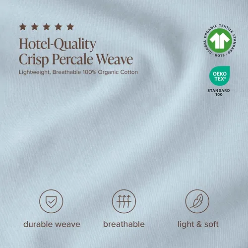 Miniatura 5 de Bare Home Juego de sábanas de algodón 100% orgánico Twin XL - Tejido percal nítido - Ligero y transpirable - Sábanas de cama y fundas de almohada 13