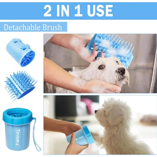 Miniatura 7 de Limpiador de patas de perro Tinioey para perros, lavador de patas de perro, limpiador de patas fangosas, limpiador de pies para mascotas, kit de Azul