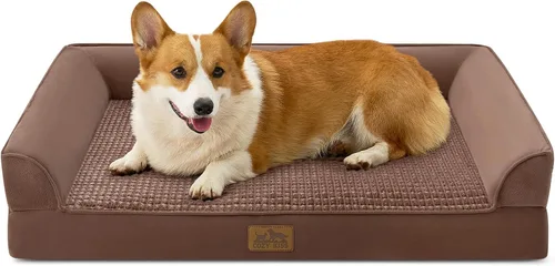 Miniatura 23 de COZY KISS Camas ortopédicas para perros de tamaño grande, sofá XL para mascotas con forro impermeable, sofá de espuma para mascotas de hasta 100 Gris