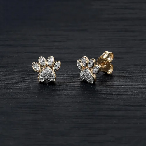 Miniatura 3 de DZON I-J, I2 - Pendientes de plata de ley con certificado IGI de 110 quilates, diseño de pata de perro de corte redondo