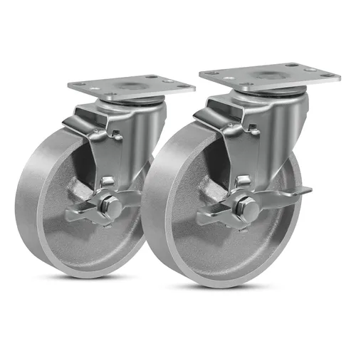 Miniatura 29 de Ruedas industriales resistentes de 3 x 1.25 pulgadas, capacidad de 350 libras, ruedas de hierro fundido y marco de acero para carros, carritos