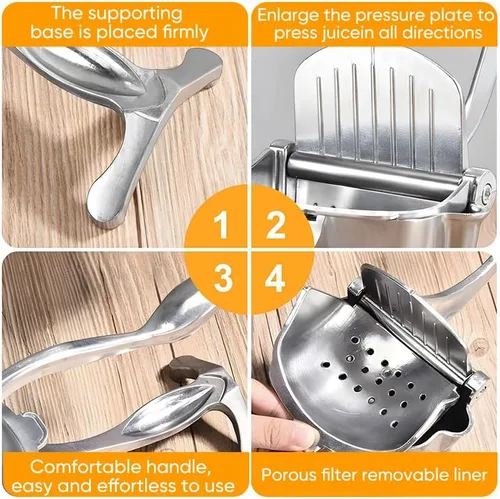 Miniatura 4 de Exprimidor manual, exprimidor de presión manual para una extracción eficiente de jugo, prensa de cítricos de aleación de aluminio para limón