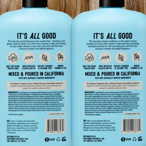 Miniatura 7 de California Naturals Juego de champú y acondicionador para cuero cabelludo sensible, calmante y suave para todo tipo de cabello, sin fragancia, avena