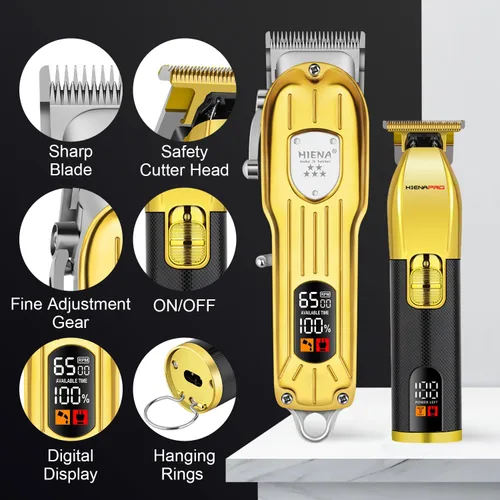 Miniatura 6 de HIENA PRO Juego de cortapelos para hombres, kit de peluquería profesional para corte de cabello, juego de cortadoras y recortadoras recargables
