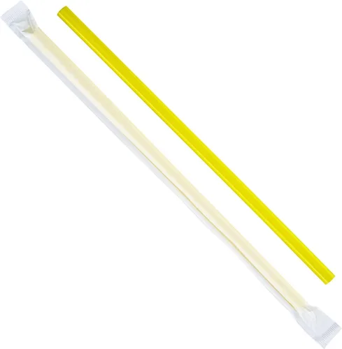 Miniatura 2 de Karat Pajitas gigantes de 9'' (0.315 in) envueltas en papel - amarillo - 2,500 ct