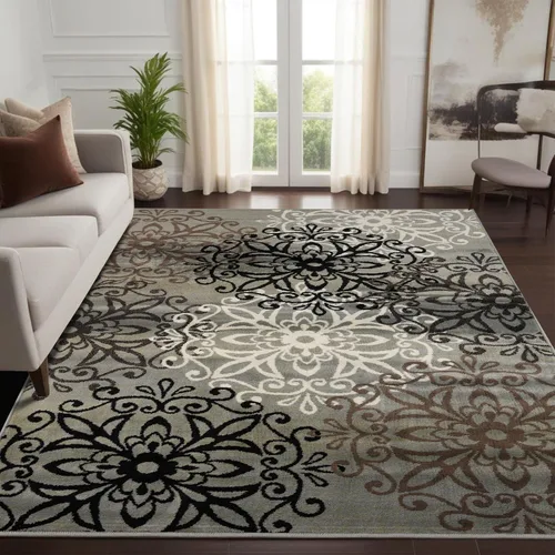 Miniatura 10 de SUPERIOR – Alfombra de área contemporánea de la colección Leigh - Alfombra moderna de 5/16 de pulgada (8 mm) de pelo con diseño de medallón floral