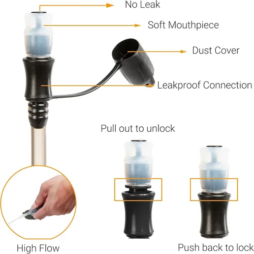 Miniatura 3 de J.CARP Depósito de agua a prueba de fugas de 2 litros, bolsa de agua de repuesto para ciclismo, senderismo, camping, caza, correr, color negro