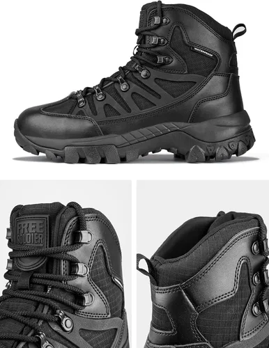 Miniatura 6 de FREE SOLDIER Botas de senderismo tácticas impermeables para hombre, botas de trabajo militar, botas de combate