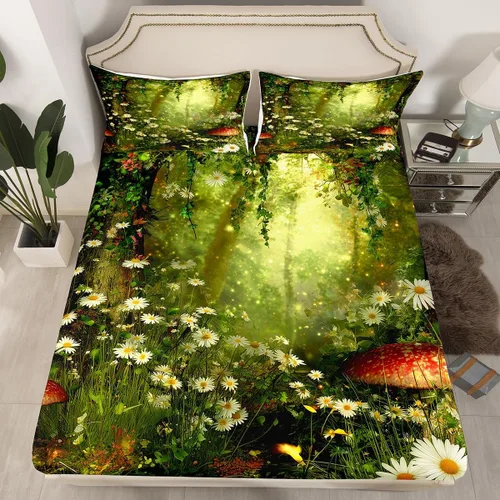 Miniatura 31 de Erosebridal Sábana bajera ajustable con patrón de piedra azul con estampado de mármol azul, juego de ropa de cama líquida trippy para niños, niñas