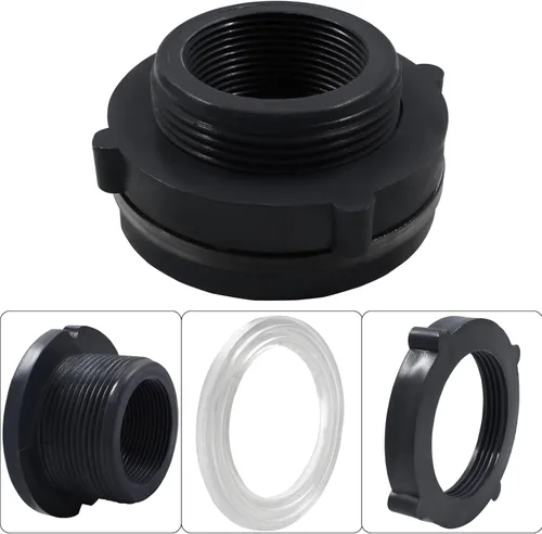 Miniatura 4 de 1 paquete de 1-1/2 pulgadas, conector de PVC para mamparo, adaptador de conector de tanque de mamparo para barriles de lluvia, tanque de agua