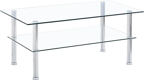 Miniatura 6 de Mesa de centro de cristal con patas de vidrio moderna pequeña mesa de centro para sala de estar (GC)