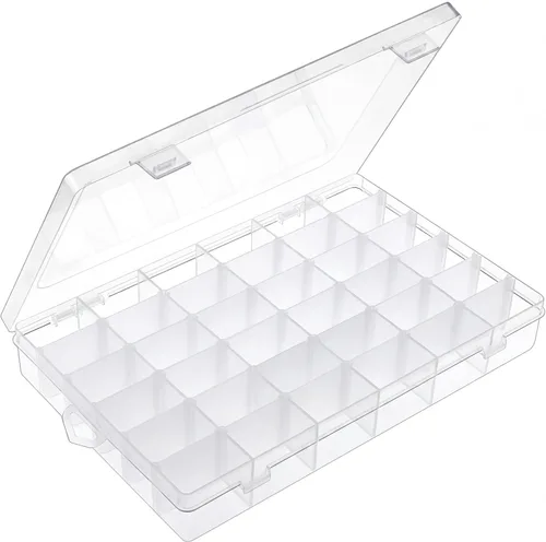 Miniatura 9 de Paquete de 2 cajas organizadoras de cuentas transparentes con divisores ajustables para contenedores de joyería, manualidades, 36 rejillas con 5 2