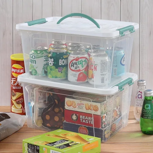 Miniatura 3 de Yuright 8 paquetes de cajas de organización de plástico de 14 cuartos de galón, contenedor de almacenamiento con tapa transparente con asa