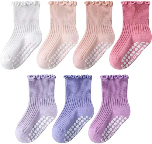 Miniatura 13 de Calcetines tobilleros antideslizantes para bebés con agarraderas para caminar de 0 meses a 7 años