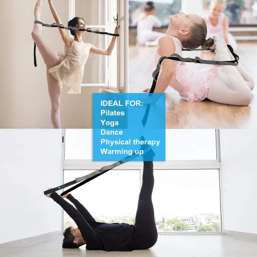 Miniatura 5 de A AZURELIFE Half-Elastic Stretch Straps with 11 Loops, Stretching Strap for Physical Therapy, Multi-Loop Yoga Strap Fitness Exercise Strap for Yoga
