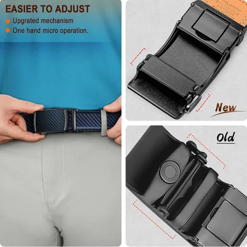 Miniatura 4 de BULLIANT Cinturones para Hombre Paquete de 2, Cinturón Deslizante de Trinquete Ajustable Para Regalo Hombres Vestido Casual 1 38", Corte para Ajustar